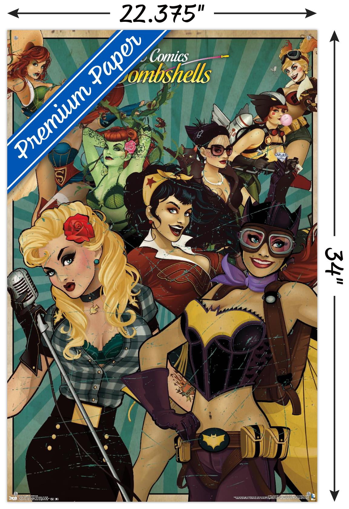 DC Comics - Bombshells Wall Poster with Push Pins, 22.375" x 34"