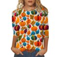 thumbnail image 2 of Wiyuqeen Fall Shirts for Women 3/4 Sleeve Turkey Graphic Tees Crew Neck Thanksgiving T Shirts Funny Holiday Party Shirts, 2 of 5