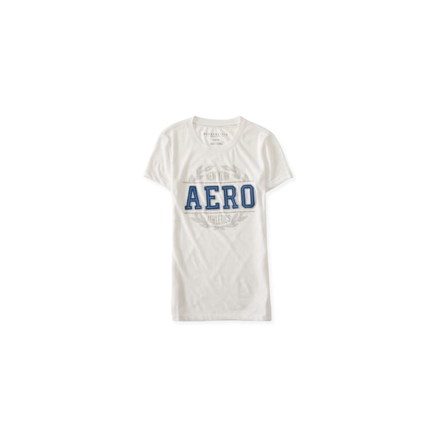 Aeropostale New York Athletics - Camiseta adornada para mujer, color blanco, talla mediana Aeropostale Camiseta adornada