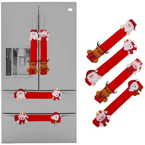 RV 4 Uds. Guantes con asa para refrigerador, Papá Noel, guantes para el pomo de la puerta del lavavajillas, guantes para la puerta del refrigerador, guantes con asa, adornos navideños Sincero Electrónica