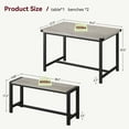 thumbnail image 4 of Dining Table Set for 4, Rectangular Kitchen Table Set with 2 Metal Wood Benches, 3 Piece Dining Table Set for Small Space, Apartment, Retro Gray, 4 of 6