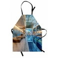 thumbnail image 1 of Spa Apron Indoor Swimming Pool with Relaxing Long Seats Calming Image Print, Unisex Kitchen Bib Apron with Adjustable Neck for Cooking Baking Gardening, Turquoise Pale Blue and White, by Ambesonne, 1 of 3