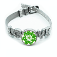 thumbnail image 1 of Trébol de cuatro hojas círculo de Irlanda el día de San Patricio Pulsera pulsera pulsera de cristal amor pulsera ajustable, 1 of 2