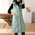 thumbnail image 2 of NARABB Women's Sleeveless Vest Jacket Warm Pocket Hooded Coat Long Jacket Winter Sleeveless Down Parkas Outdoor Warm Coat Green-XXL, 2 of 7