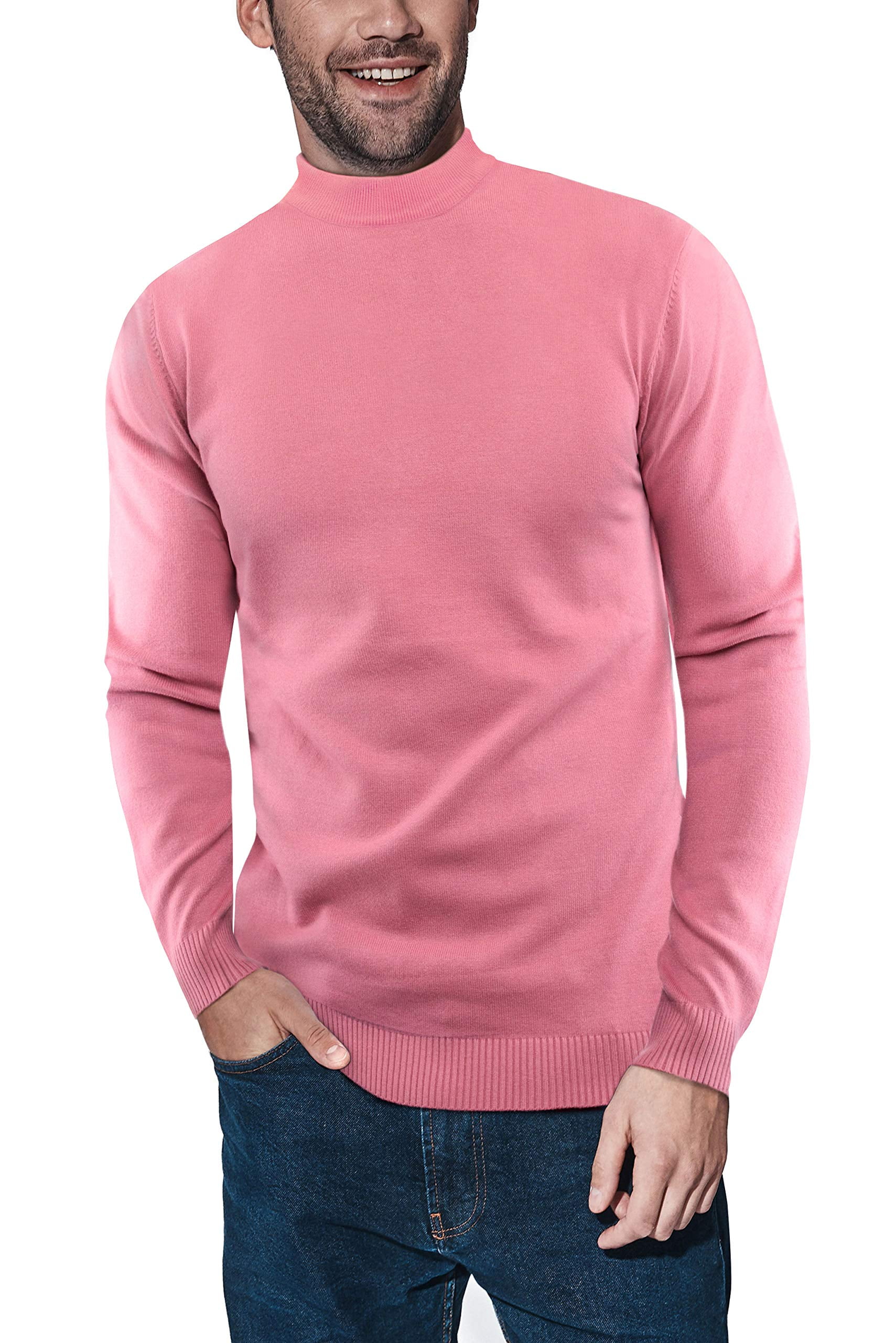 DressU Mens Mock Neck Warm Knitting Lounge Solid Long Sleeve Sweater Top