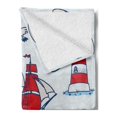 thumbnail image 2 of Nautical Soft Flannel Fleece Blanket, Symbolic Sea Creatures Navigation Gulls Compass Kids Holiday Shell Water Rope Design, Cozy Plush for Indoor and Outdoor Use, 70" x 90", Blue Red, by Ambesonne, 2 of 5
