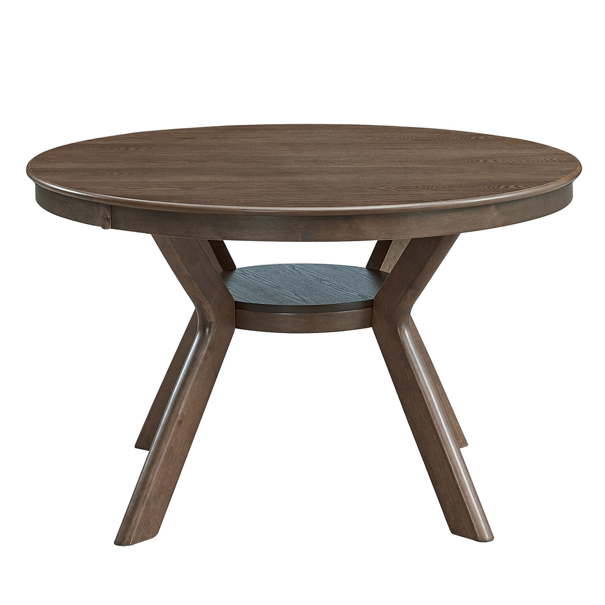 PORKISS 47" Round Dining Table for 4 People, Coffee Table, Modern Farmhouse Wooden Kitchen Table with Storage Shelf, Living Room, Oak (Chairs Not Included)