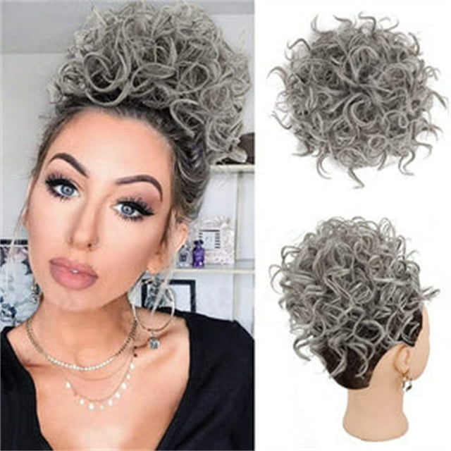 Bradem Wig Elastic Drawstring Curly Bun Hairpiece - Short Loose Curly High-Temperature Silk, Messy Hair Bag with Drawstring, Elastic Ponytail Rope for Curly Hair