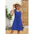 thumbnail image 5 of Women's Spring Crew Neck Sleeveless Printed Flowy A-Line Sundress with Pockets Casual Midi Dress, 5 of 7