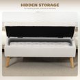 thumbnail image 4 of HOMCOM Upholstered Storage Ottoman Bench with Wood Legs, Cream White, 4 of 10