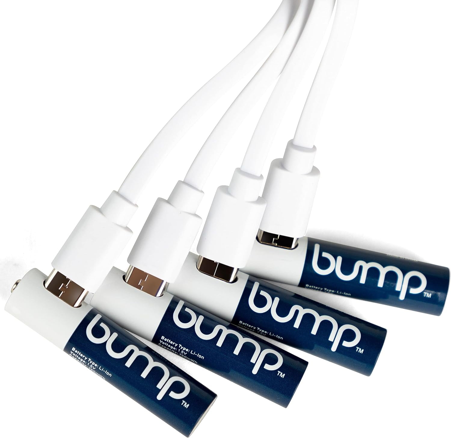 BUMP AAA Rechargeable Batteries - 4 Pack - Lithium Ion, High Output, Fast & Long Lasting USB-C Charge, Use w/Remote Control, Battery Operated Toys, Keyboard, Wireless Mice, Charger Cable Included