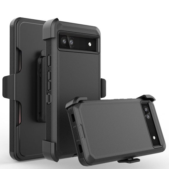 Google Pixel 7 Pro 6.7" Rugged Case with Rotating Belt Clip Holster, Black