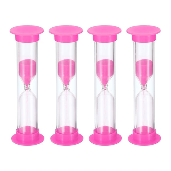Uxcell 4 Pack 1 Minute Sand Timer Small Sandy Clock Count Down Sand Glass In Cooking Exercise 2.5 x 8.5 cm Pink
