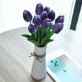 thumbnail image 2 of Morttic Artificial PU Tulips 10Pcs Real Touch Fake Flower Arrangement Bouquets for Home Office Wedding Decoration (Purple), 2 of 8