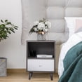 thumbnail image 2 of SESSLIFE End Side Table Set of 2 with a Drawer, Wood Bedside Table, Versatile Nightstand, Storage Shelf, Side Table for Home & Office, Gray, 2 of 10