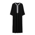 thumbnail image 1 of Xdzjlr Men Polo T Shirts Arab Long Sleeve Embroidered Thobe Traditional Middle Robe Wear Elegant Dress Long Robe With Pockets Comfortable Men T Shirts S, 1 of 3