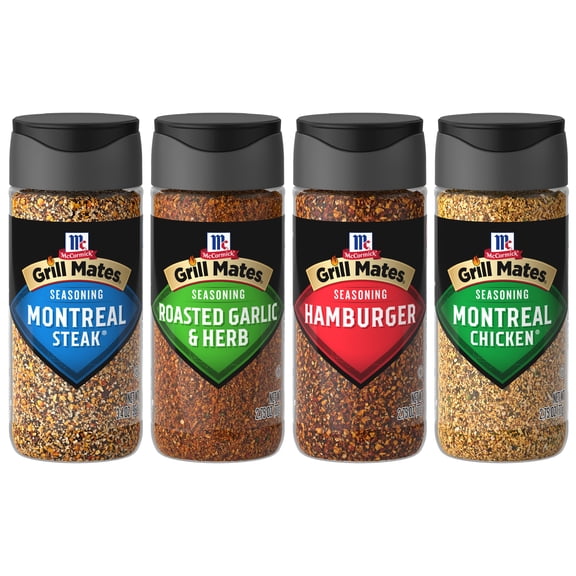 McCormick Grill Mates Spices, Everyday Grilling Variety Pack (Montreal Steak, Montreal Chicken, Roasted Garlic & Herb, Hamburger), 4 Count