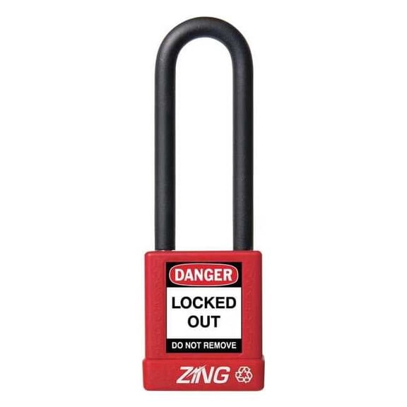 Zing Lockout Padlock,KA,Red,1-3/4"H 9751