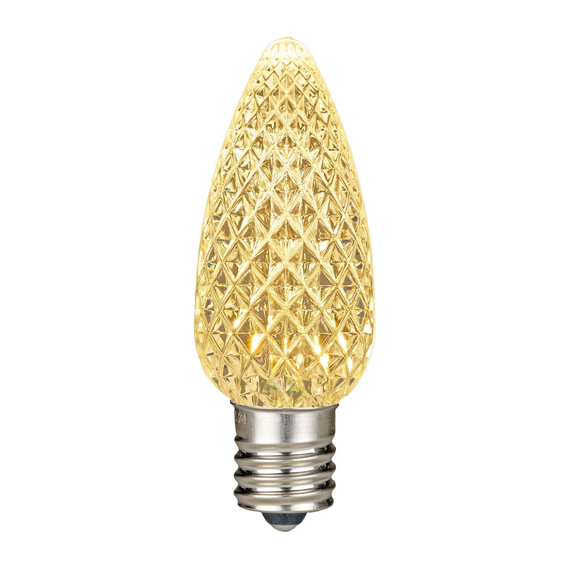 Novelty Lights Warm White C9 LED Diamond Faceted Christmas Replacement Bulbs Dimmable 25 Pack