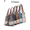 thumbnail image 4 of PULLIMORE Women Casual Canvas Handbags Hobo Printing Crossbody Shoulder Tote Bags Retro Messenger Bag (Black), 4 of 10