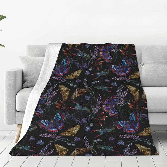 Fotbe Lavender Flowers Manta de Franela Acolchonada con Estampado, Súper Suave y Esponjosa, Extra Grande para Sofá, Cama, Uso Todo el Año-80"x60"