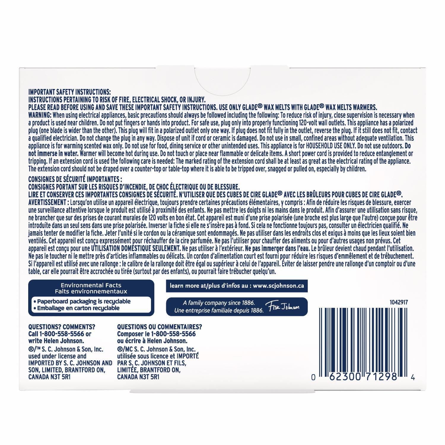 Glade® Wax Melts Air Freshener Warmer, White, 1 Warmer