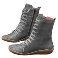 thumbnail image 4 of adviicd Lace-Up Side Zipper Lady Boots Womens Flat Heeled Casual Shoes Low Martin Boots Running Shoes for Women (Grey,8), 4 of 5