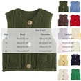 thumbnail image 6 of Women Knit Vest V‑neck Button Front Sleeveless Cropped Cardigan Hollow Knit Waistcoat Casual Fall Winter Layering Tops with Patch Pockets Green S, 6 of 6