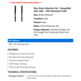 thumbnail image 2 of Rear Shock Absorber Set - Compatible with 1988 - 1999 Chevy K1500 1989 1990 1991 1992 1993 1994 1995 1996 1997 1998, 2 of 2