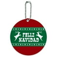 thumbnail image 1 of Feliz Navidad with Deer Merry Christmas Round Luggage ID Tag Card Suitcase Carry-On, 1 of 7