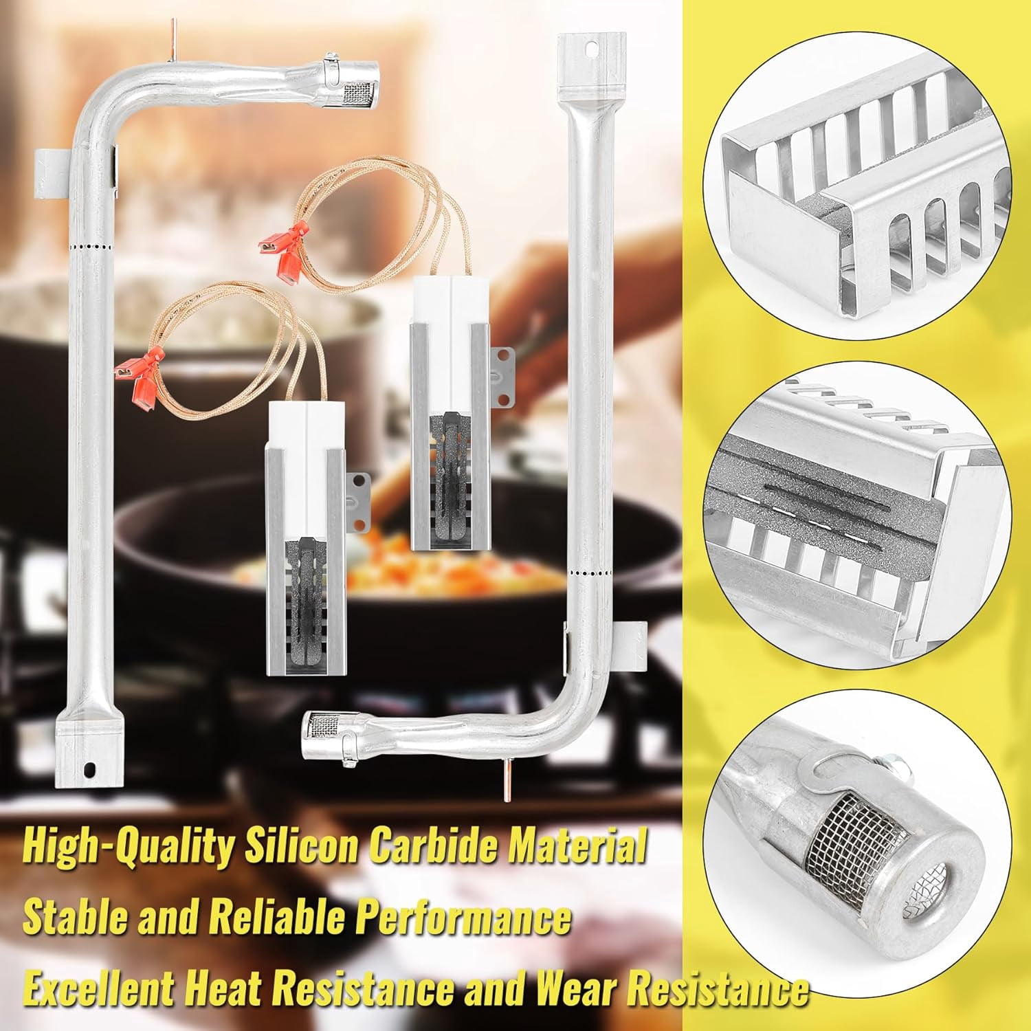 2 Pack PB040001 Gas Range Oven Igniter and PB050012 Stainless Steel Oven Burner Tube Kit Replacement for Viking Range EVGIC305 EVGIC365 EVGIC485, Replaces 065650-000 SGR4001 792263 PB050009 811319