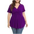 thumbnail image 2 of ECZHAW Womens Summer Tops,Women Plus Size Top Short Sleeve Wrap Lace Dressy Shirt Low Cut Blouses,, 2 of 9