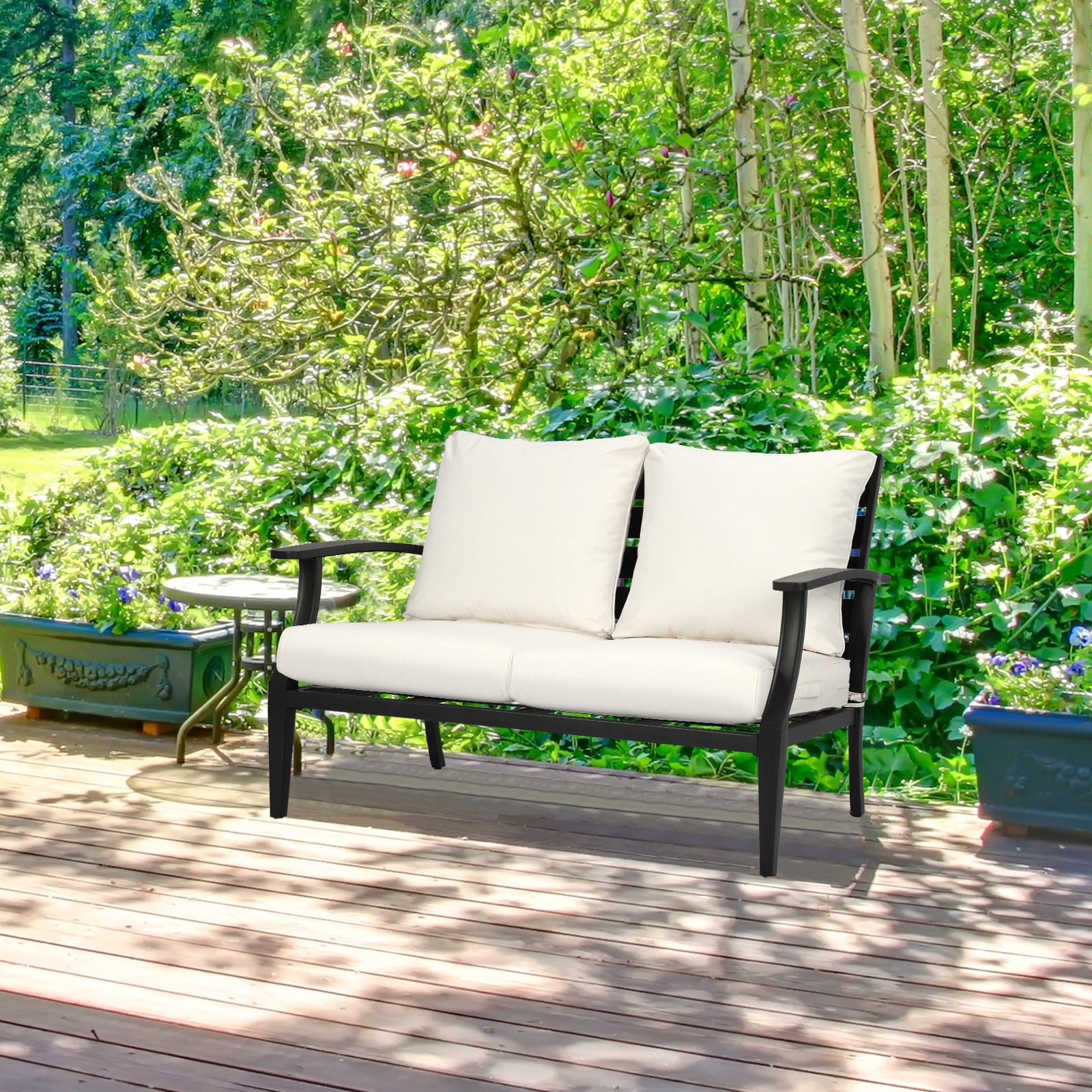 Aoodor 19" x 19" Patio Deep Seat Cushion Set, Water Resistant & Fade Resistant Outdoor Furniture Cushions with Adjustable Straps for Patio, Deck, Garden