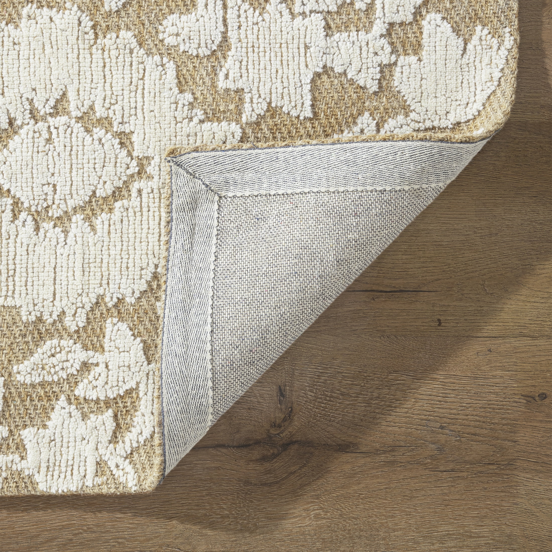 My Texas House Flora Natural Wool Floral Indoor Area Rug, 24" x 36"