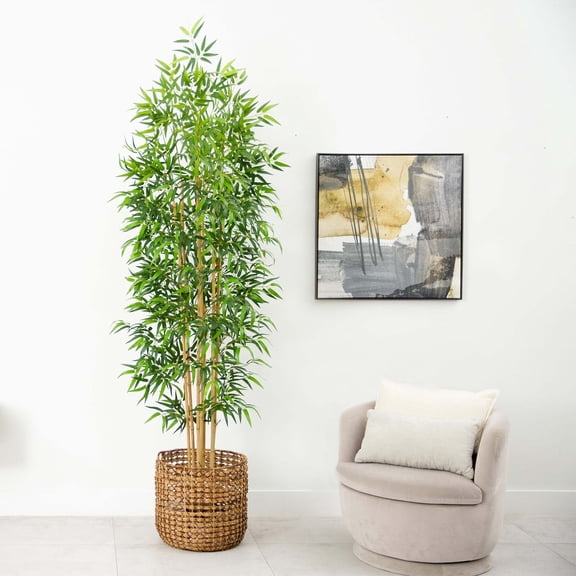 Nearly Natural Bamboo Artificial Potted Tree - 9' - Green