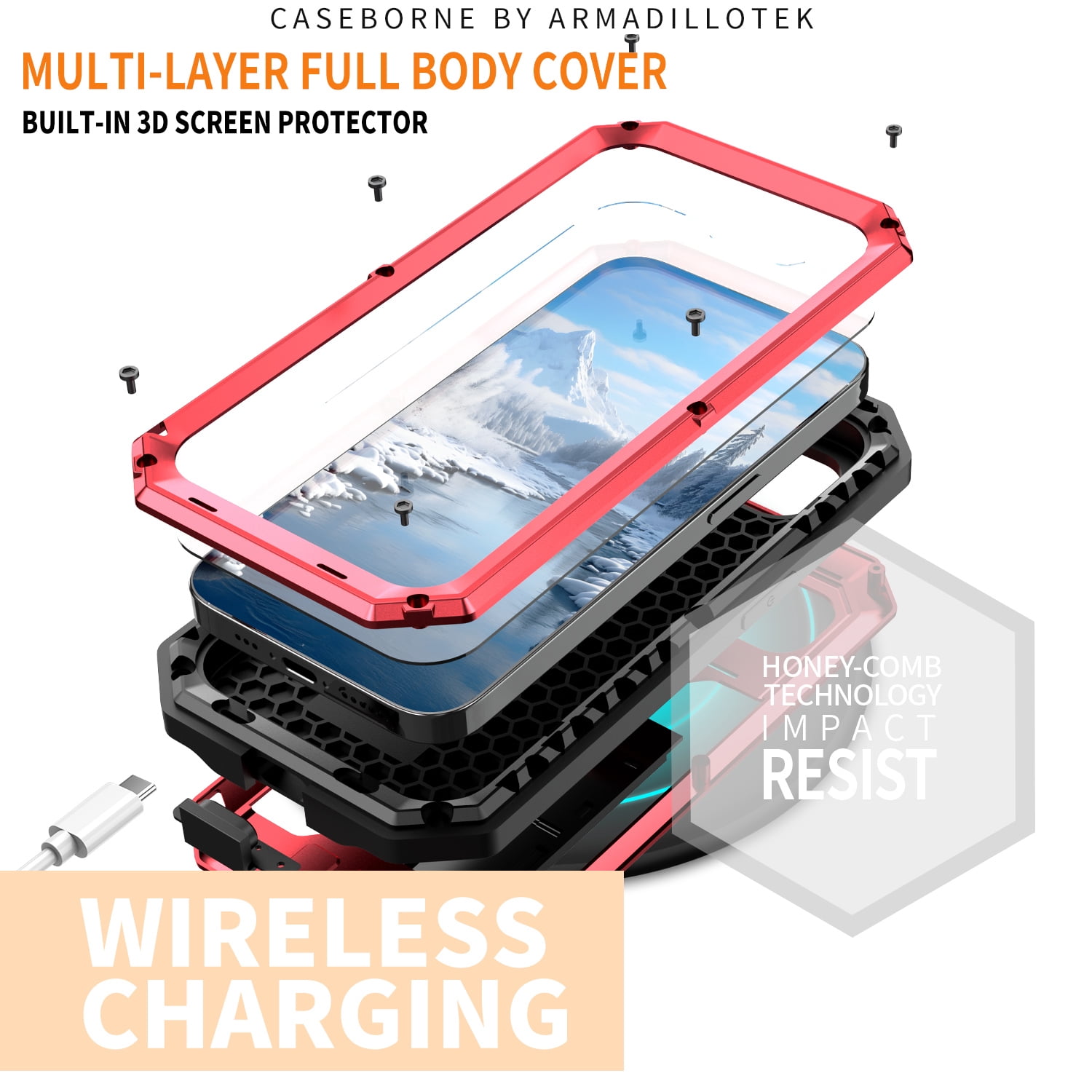 Dteck for iPhone 16E Case with Camera Cover Sliding, Heavy Duty Protection Rugged Screw Full Body Military Grade Metal Rubber with Stand Hard Built in Screen Protector for iPhone 16e 2025,Red
