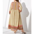 thumbnail image 4 of AURA Plus Size Maxi Dress Long Sleeve Printed Tassel Elegant Commuting Round Neck Flared Long Dress 0XL 4XL, 4 of 5