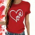 thumbnail image 2 of Moxiu Valentines Crewneck Tshirts for Women Casual Summer Short Sleeve Holiday Graphic Tops Red,S, 2 of 7