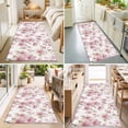 thumbnail image 4 of Hallway Runner Rug 2'x6', Pink Flowers Kitchen Runner Rugs Non-Slip Carpet Mats, Spring Watercolor Botanical Floral Leaf Plant Bedside Rugs Runners Washable Floor Carpet for Bathroom Laundry Room, 4 of 8