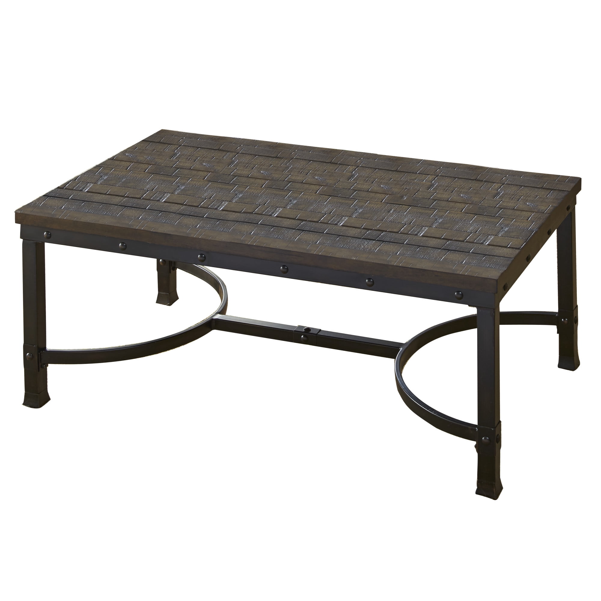 Steve Silver Ambrose Wood and Metal 48" Rectangle Coffee Table, Rustic Brown