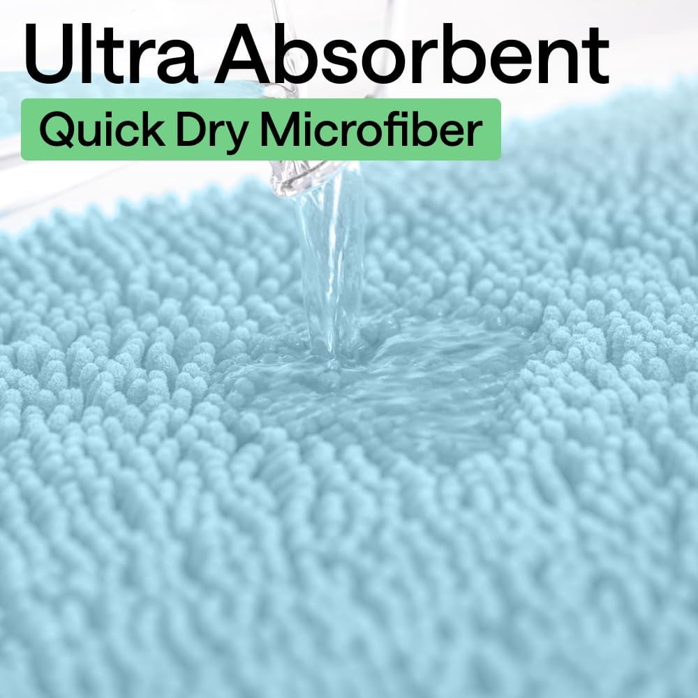 Bath Rug Mat, Thick Soft Absorbent Chenille, Quick Dry Microfiber Mats, Rubber Backing Washable Shower Floor Rugs, US Designed Bathroom Halloween Home Decor Accessories