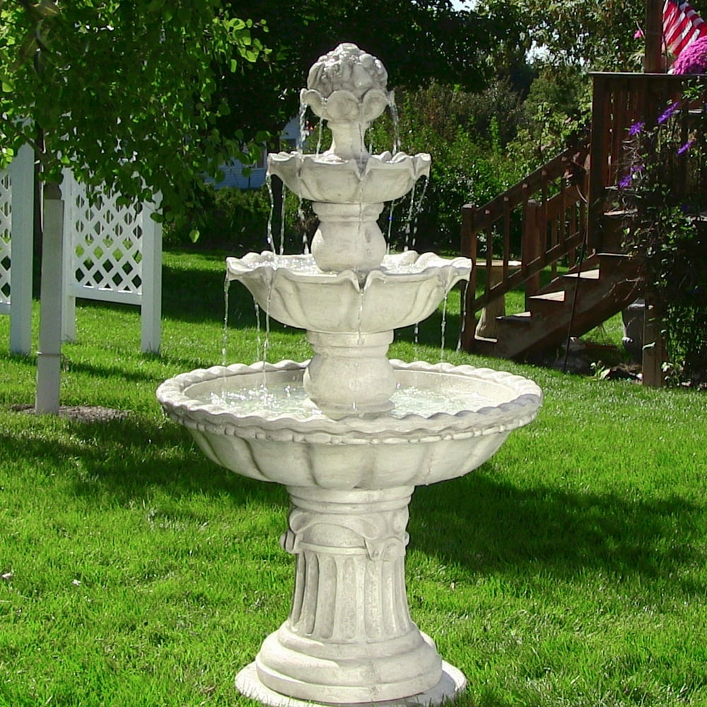 Sunnydaze 4Tier Outdoor Water Fountain with Fruit Top Large Outside