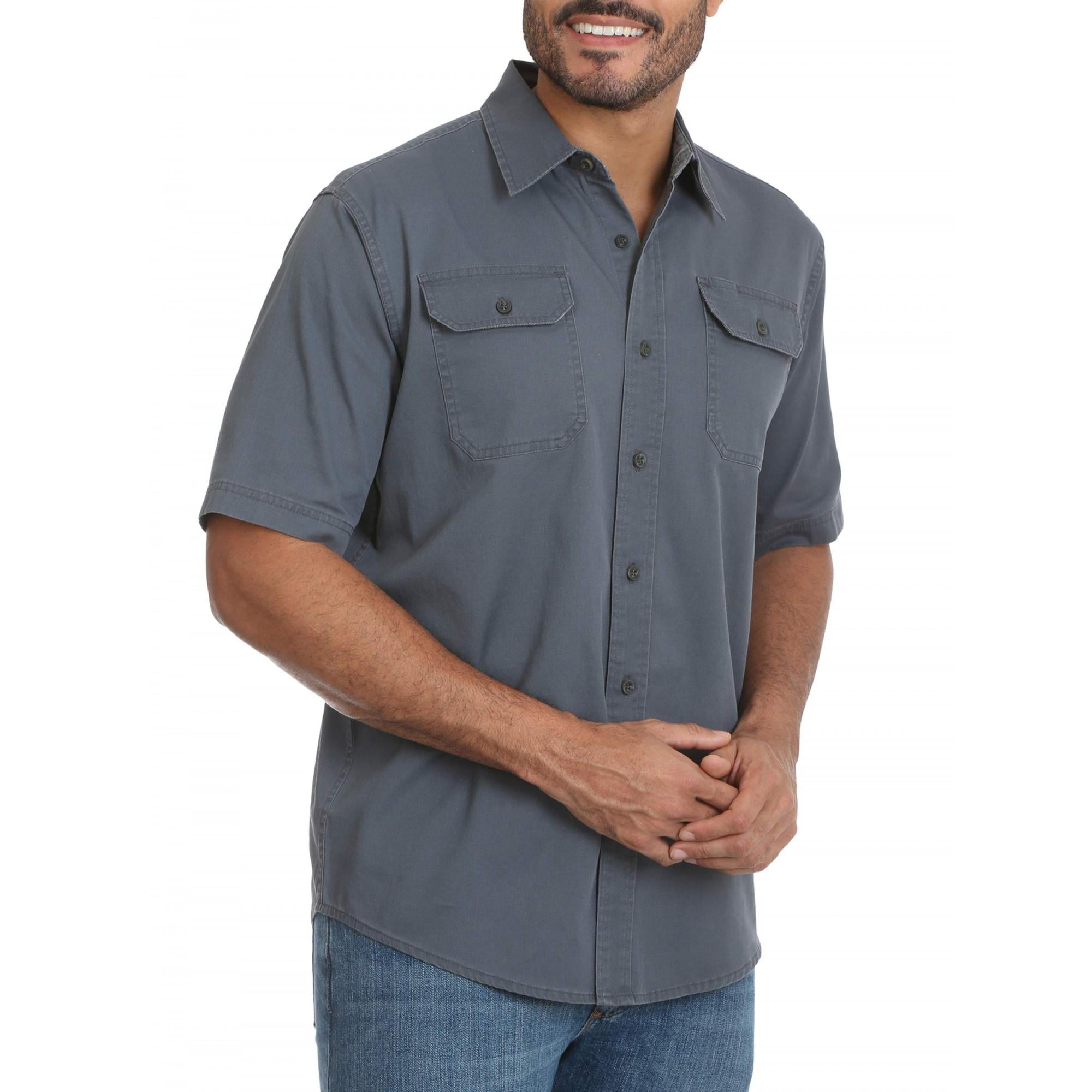 Wrangler - Men's Short Sleeve Twill Shirt - Walmart.com - Walmart.com