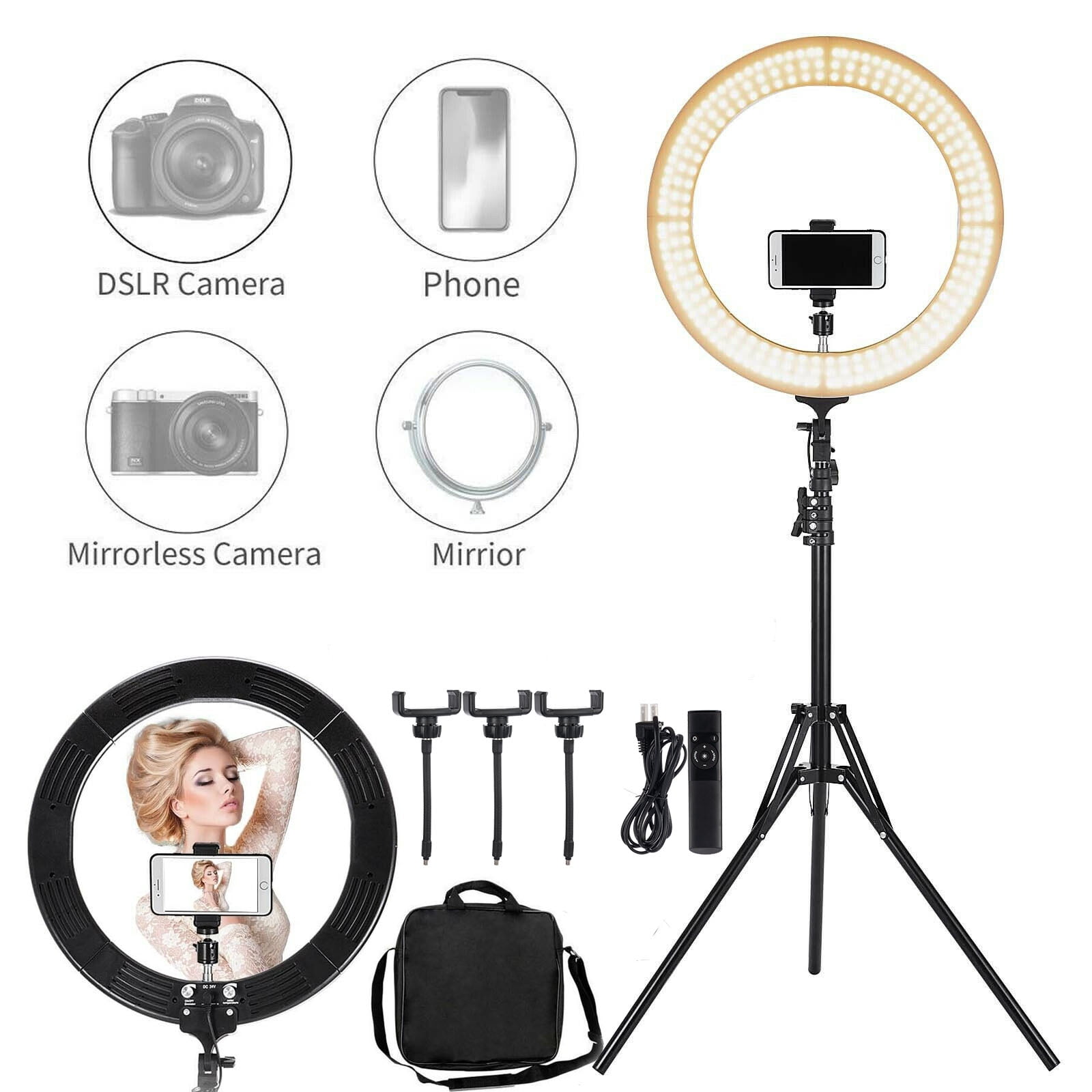 SHZOND 18" LED Ring Light Kit with Stand 85W LED Ring Dimmable 6000K for Camera Photography, YouTube Videos, Makeup