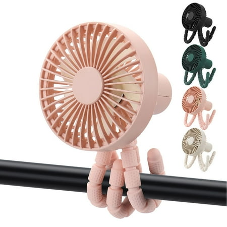 UPC: 0840316605908 | Deago Mini Handheld Personal Portable Fan Battery Powered Baby Stroller Fan Flexible Tripod Clip On Fan with 3 Speeds for Car Seat Crib Bike Treadmill (Pink)