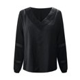 thumbnail image 6 of Idoravan Long Sleeve Shirts for Women Clearance Fashion Women Fashion Solid Long Sleeve V-Neck T-shirt Blouse Hollow Out Tops, 6 of 6