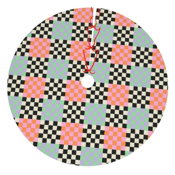 Picia Colorful Checkered Print Christmas Tree Skirt , Christmas Tree Skirt Ornaments for Merry Christmas Holiday Party Decorations Indoor Outdoor-30"