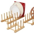 thumbnail image 3 of pdqouc Multifunctional Bamboo Kitchen Dish D rain Rack Tableware Storage Rack Storage Holder Stand Kitchen Cabinet Organizer for Dish,Plate,Bowl,Cup Pot,Lid,Book, 3 of 7