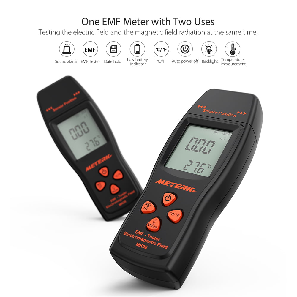PolarTools Ohmmeter EMF Meter Electromagnetic Field Radiation Detector Handheld Mini Digital LCD EMF Detector Dosimeter Tester Counter 