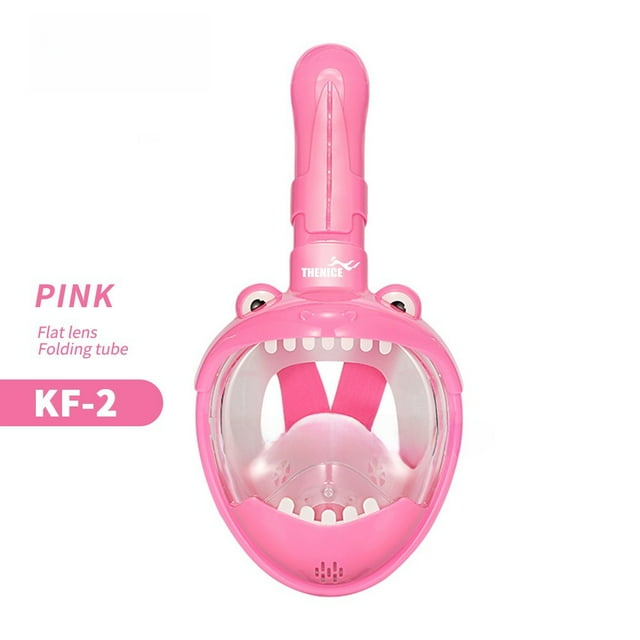 Masque Intégral de Plongée pour Enfants - Imperméable, Antibuée, Conception à Dessus Sec pour la Natation et la Plongée - Construction Durable en PC et Silicone Liquide - Ajustement Adapté aux Enfants (Pink-KF2, TP) - Équipement Idéal pour les Sports Nautiques pour